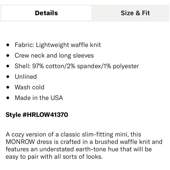 MONROW BRUSHED THERMAL MINI DRESS NWT DUSTY OLIVE LARGE - Picture 6 of 8